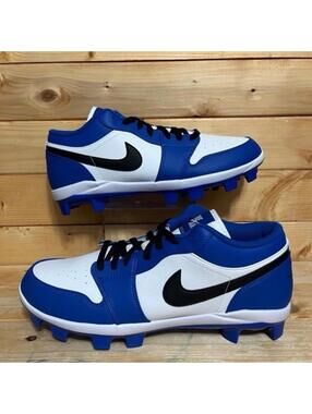 New Nike Air Jordan 1 Low Blue Black White Baseball Cleats CJ8524-411 Men’s 13